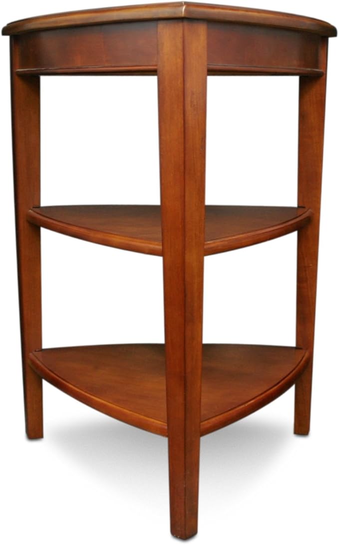 Shield Solid Wood Tiered End Table with Shelves, Glazed Auburn Brown, Perfect for Living Rooms, Bedrooms, and Small Spaces – Leick Home, 9009