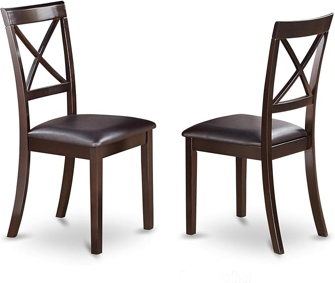 East West Furniture HLBO5-CAP-LC 5 Piece Dinette Set for 4 Includes a Round Dining Room Table with Pedestal and 4 Faux Leather Upholstered Dining Chairs, 42x42 Inch, Cappuccino