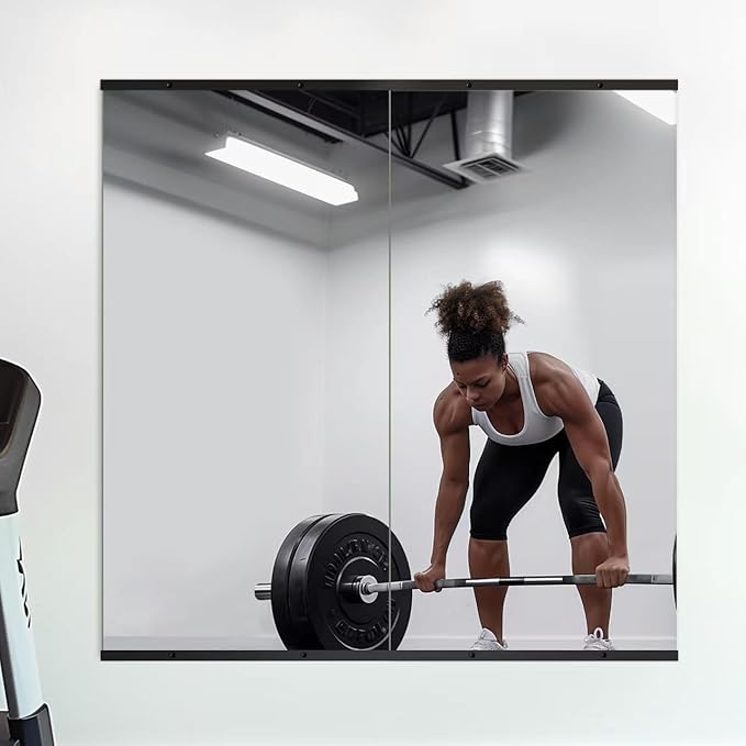 Delma Home Gym Mirror, 48''x24''x2PCS, Large Full Body Tempered Glass Frameless, Wall-Mounted for Gym, Yoga, Garage, Bedroom, Bathroom