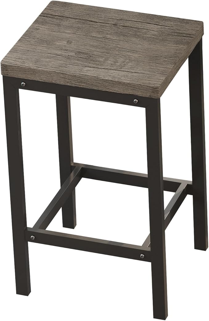 KEIKI 60.24” Long Bar High Top Dining Table and 3 Stools Chairs Set, Wood Behind Couch Sofa Counter Height Pub Furniture for Breakfast, Kitchen Living Party Room, Brown Grey