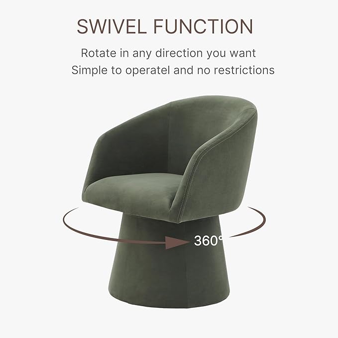 Swivel Dining Chairs Modern Accent Armchair Side Deskchair for Diningroom Vanity Bedroom Livingroom Reading Room,Green,4 Box