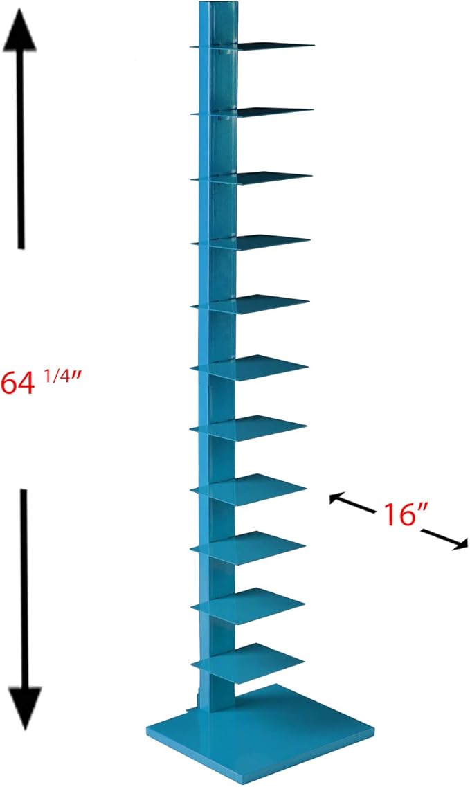 SEI Furniture,12 shelves Metal Spine Book Tower, Blue