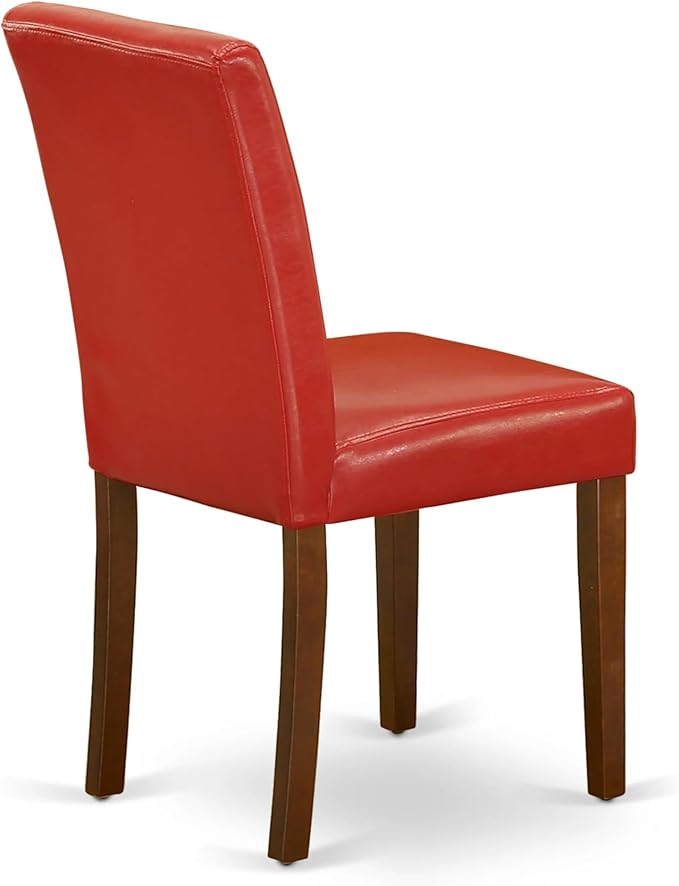 East West Furniture CAAB5-MAH-72 5 Piece Dining Set Includes a Rectangle Dining Room Table and 4 Firebrick Red Faux Leather Upholstered Chairs, 36x60 Inch, Mahogany