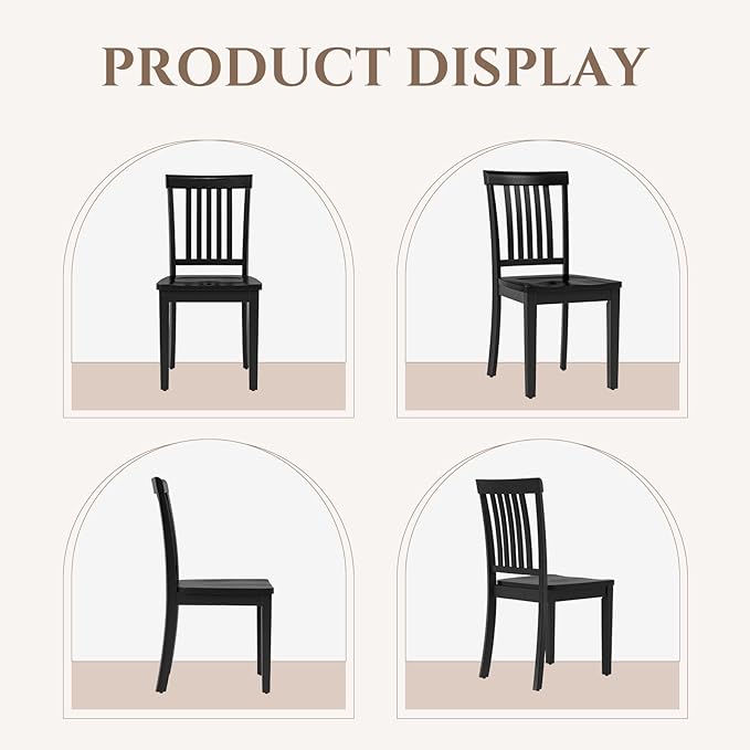 COLAMY Wooden Dining Room Chairs Set of 4, Spindle High Back Windsor Kitchen Side Chair, Farmhouse Dining Chairs for Kitchen, Dining Room, Black