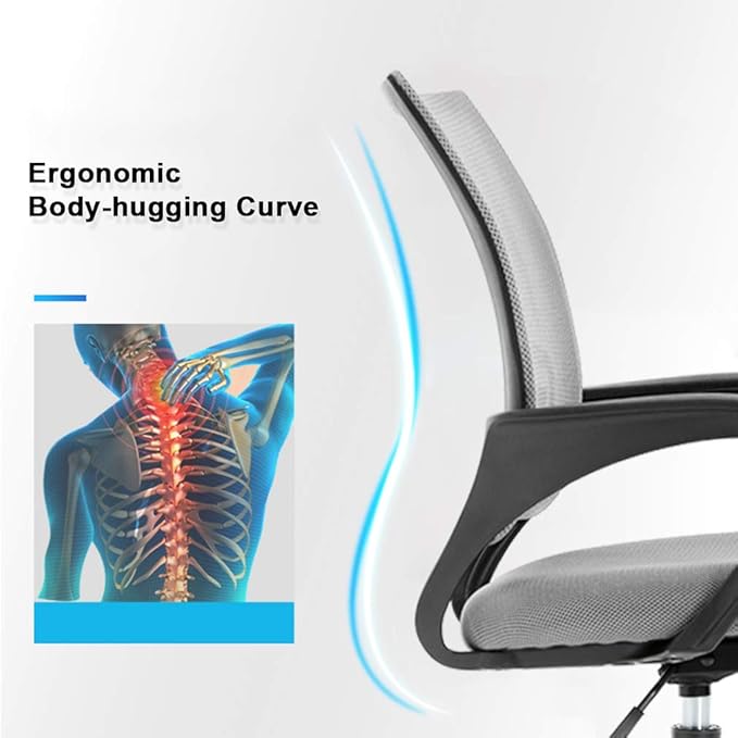 BestOffice Office Chair Ergonomic Cheap Desk Chair Mesh Computer Chair Lumbar Support Modern Executive Adjustable Stool Rolling Swivel Chair for Back Pain (Grey)