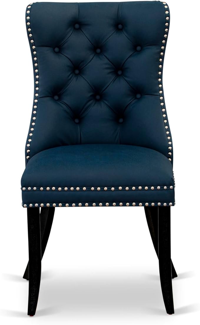 East West Furniture LGDA9-BLK-29 9 Piece Dinette Set Includes a Rectangle Dining Table with Butterfly Leaf and 8 Polyester Fabric Upholstered Chairs, 42x84 Inch, Black