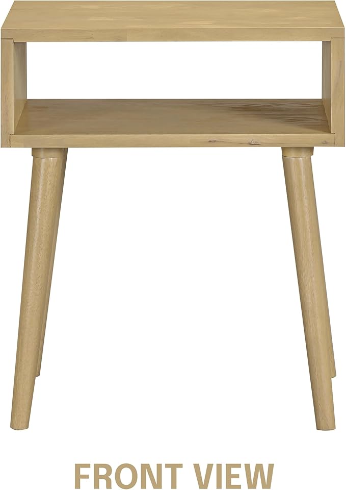 NTC Zoe Solid Wood Nightstand, Mid Century Modern Side Table Bedroom, Bedside Furniture, Night Stand, End Table, Easy Assembly - Sand