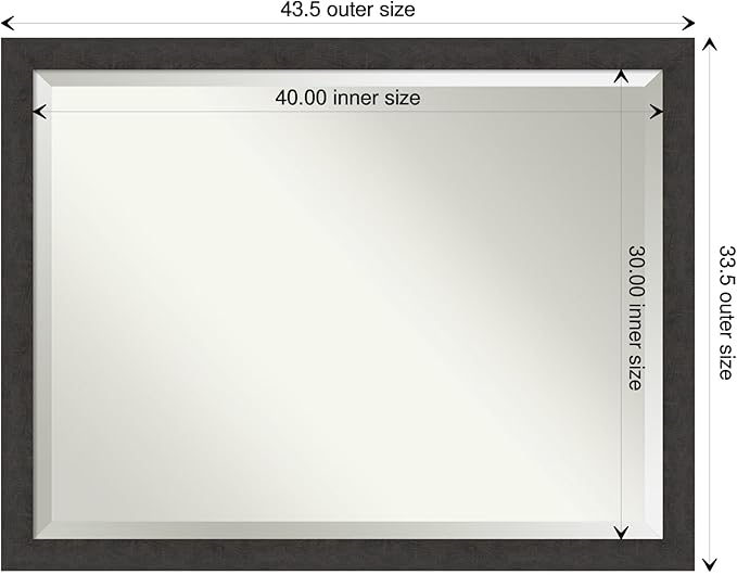 Amanti Art Brown Bathroom Mirror for Over Sink, 34x44 Rustic Plank Espresso Narrow Rectangle Vanity Mirror, X-Large Rustic Farmhouse Frame, Hangs Horizonally and Vertically, Bathroom Wall Decor