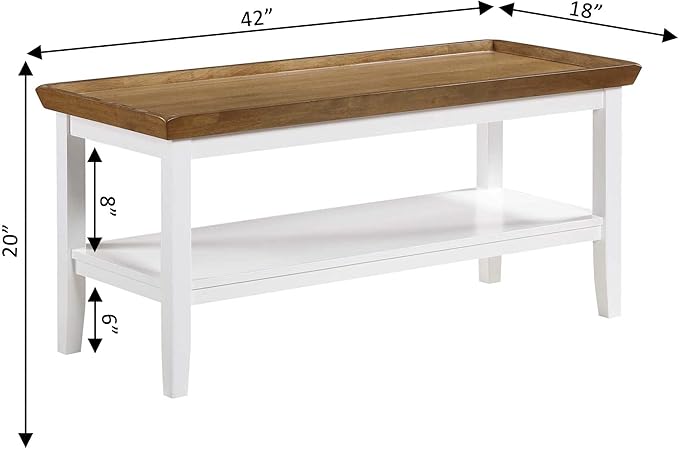 Convenience Concepts Ledgewood Coffee Table 42" - Modern Center Room Accent with Storage Shelf for Transitional, Traditional Living & Family Room, Driftwood/White