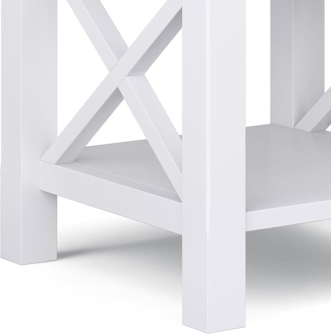 SIMPLIHOME Kitchener SOLID WOOD 21 inch Wide Square Contemporary End Table in White for the Living Room and Bedroom