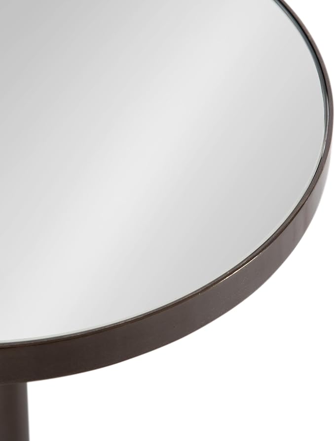 Kate and Laurel Tira Elegant Round Mirrored Side Table, 14 x 14 x 24, Gray Gunmetal, Modern Circle End Table for Use as Bedroom Nightstand or Living Room Plant Stand Table