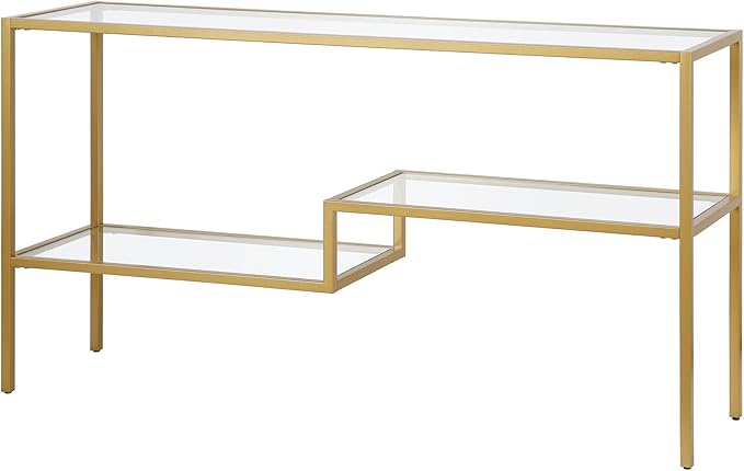Henn&Hart 55" Wide Rectangular Console Table in Brass, Entryway Table, Accent Table for Living Room, Hallway