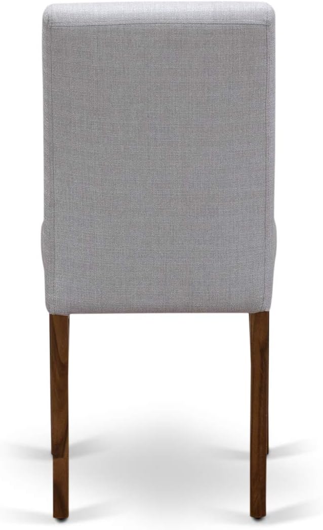 East West Furniture AMAB3-AWA-05 3 Piece Kitchen Table Set for Small Spaces Contains a Round Dining Room Table with Pedestal and 2 Grey Linen Fabric Parsons Chairs, 36x36 Inch, Walnut