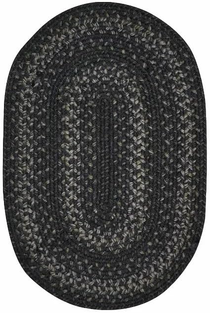Homespice Jet Black Oval Braided Rugs 6x9' – Primitive Style Oval Area Rugs for Dining Room