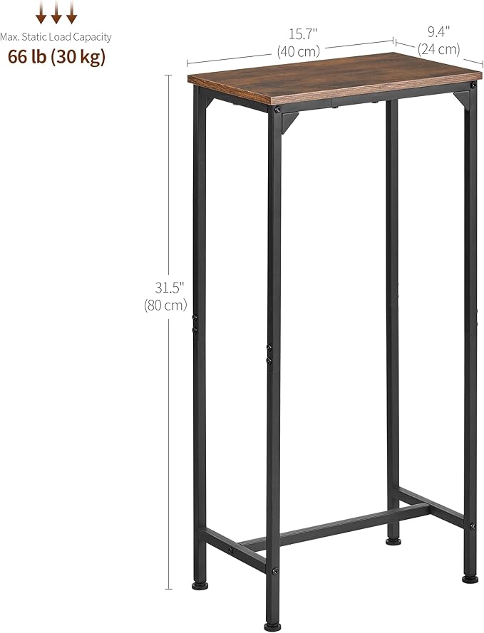 Console Table, Narrow Entryway Table, Thin Sofa Table, Behind Couch Table,for Hallway, Bedroom, Living Room, Foyer, 9.4 x 15.7 x 31.5 Inches, Rustic Brown