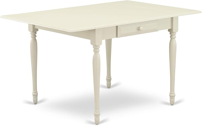 East West Furniture MZGR5-LWH-W 5 Piece Dining Set Includes a Rectangle Dining Room Table with Dropleaf and 4 Kitchen Chairs, 36x54 Inch, Linen White