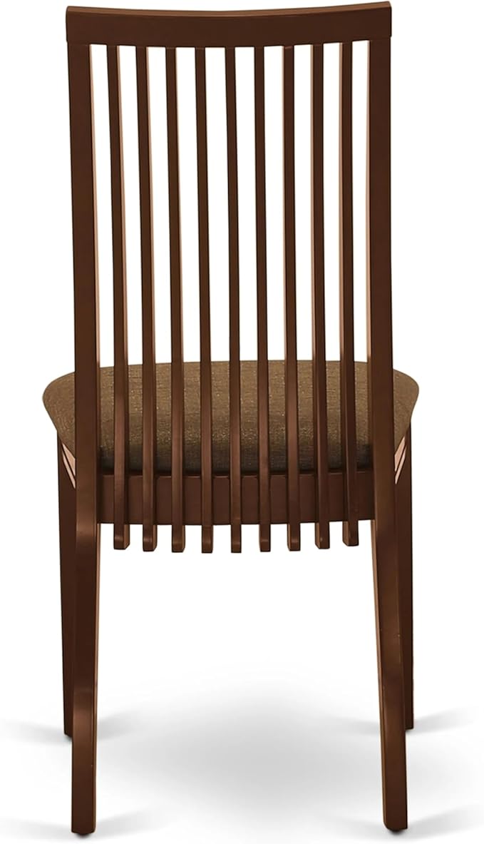 East West Furniture AMIP3-MAH-C 3 Piece Kitchen Table & Chairs Set Contains a Round Dining Room Table with Pedestal and 2 Linen Fabric Upholstered Chairs, 36x36 Inch, Mahogany