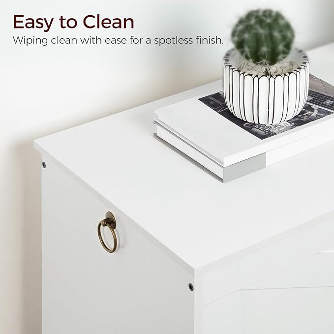 47.2" Toy Chest, Sturdy Entryway Storage Chest with Safety Hinge, Retro Toy Box, Wooden Look Accent Furniture for Living Room, Bedroom, White SCBW48801
