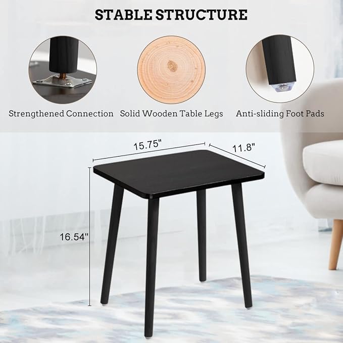 FORAOFUR Black End Tables Set of 2, Modern Boho End Table for Living Room Bedroom, Small Side Table for Small Spaces with Stable Structure, Easy Assembly