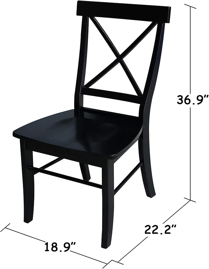 Set of Two X-Back Dining Chairs, Black