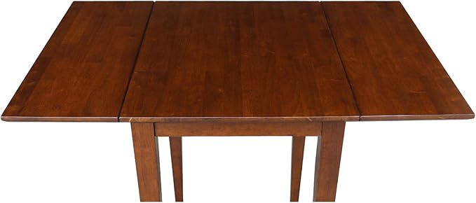 IC International Concepts, Small Drop Leaf Dining Table with Dual 9" Drop Leaf, Solid Real Wood, Sturdy Parawood, Dimensions 36"W x 22"D x 29"H, Espresso
