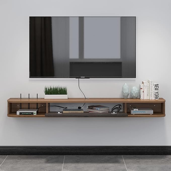 Pmnianhua Floating TV Console, 78'' Wall Mounted TV Stand for Bedroom & Livingroom - Walnut