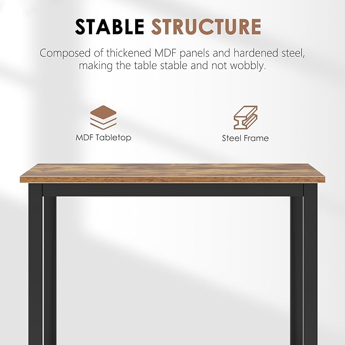 Need Small Square Dining Table- 31-1/2'' Sturdy and Heavy Duty Writing Desk for Small Spaces and Writing Table Desk Breakroom Table, Rustic Brown