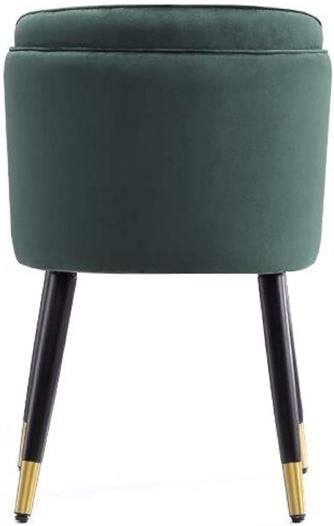 Manhattan Comfort Zephyr Modern Velvet Dining Chair, Solid Wood Frame with Gold-Tipped Splayed Legs, High Density Foam Padding, Vintage Design, Tulip Inspired Accent Furniture, Hunter Green