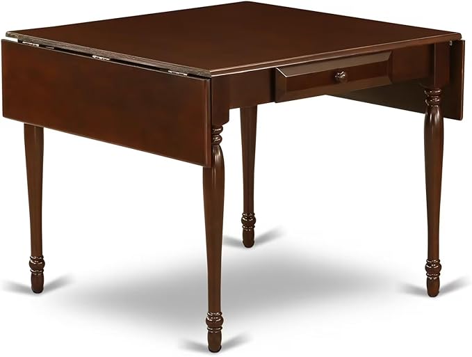 East West Furniture MZDO5-MAH-W 5 Piece Dining Room Table Set Includes a Rectangle Kitchen Table with Dropleaf and 4 Dining Chairs, 36x54 Inch, Mahogany