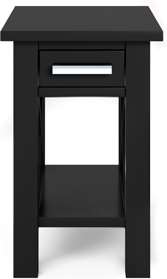 SIMPLIHOME Kitchener SOLID WOOD 14 inch Wide Rectangle Contemporary Narrow Side Table in Black for the Living Room and Bedroom