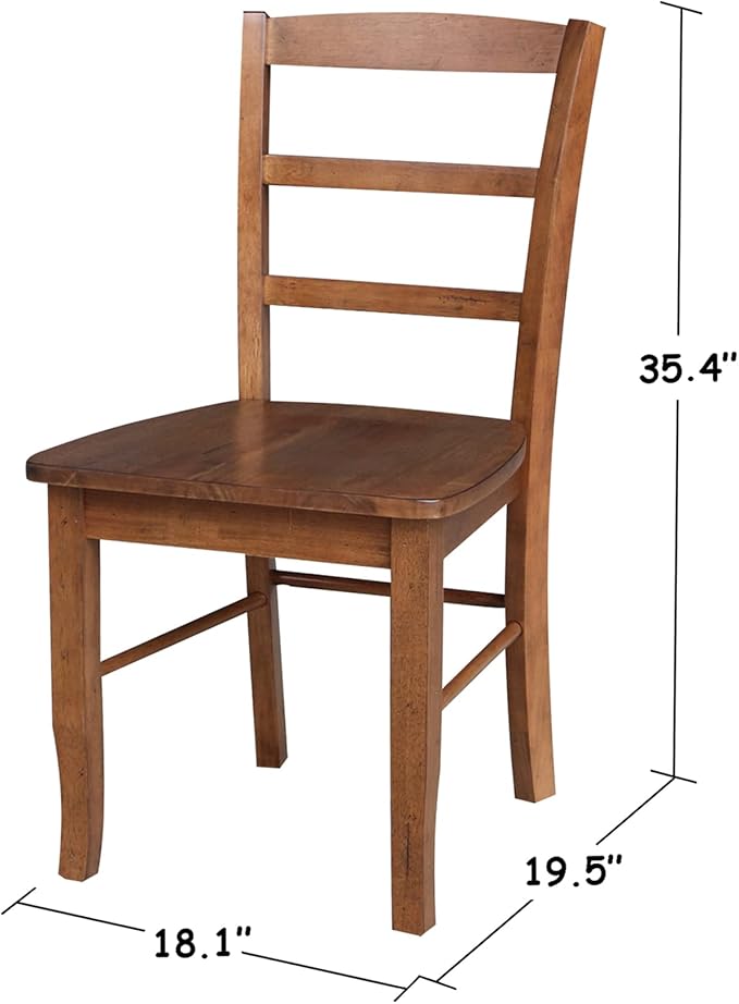 IC International Concepts Set of Two Madrid Ladderback Dining Chairs, Distressed Oak