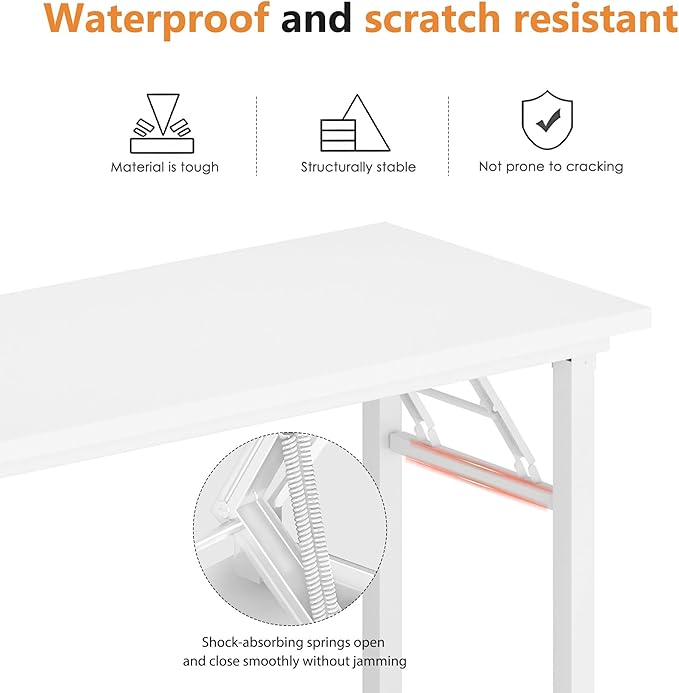 Folding Desk, 39 inch No Assembly Folding Desks for Small Spaces, Sturdy Foldable Computer Desk, Functional Home Office Desks, Study Writing Desk Office Table Workstation for Home Office Outdoor