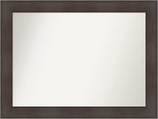 Amanti Art Brown Bathroom Mirror for Over Sink, 33x44 William Rustic Woodgrain Rectangle Vanity Mirror, X-Large Casual Frame, Hangs Horizonally and Vertically, Bathroom Wall Decor, Non-Beveled Edge