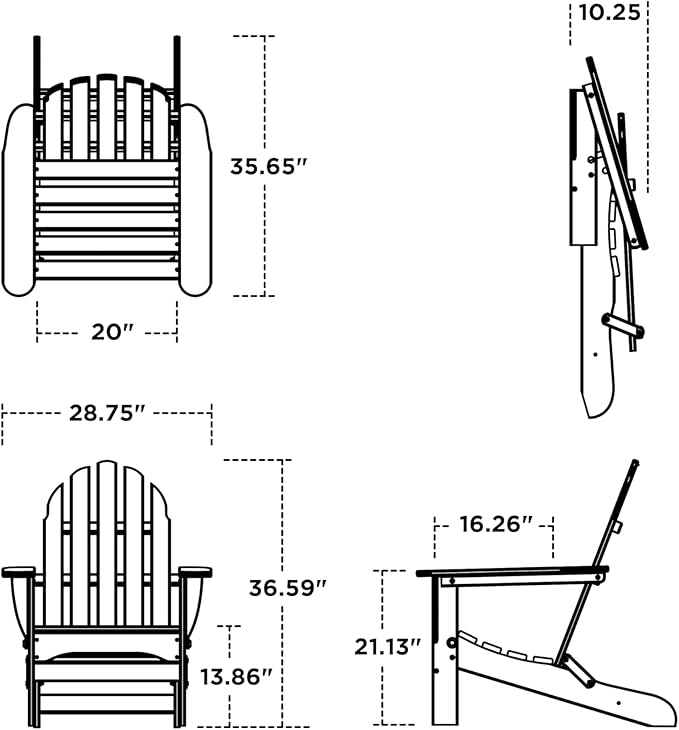 POLYWOOD AD5030SR Classic Folding Adirondack Chair, 38.5" H x31.25 W x 33.5" D, Sunset Red
