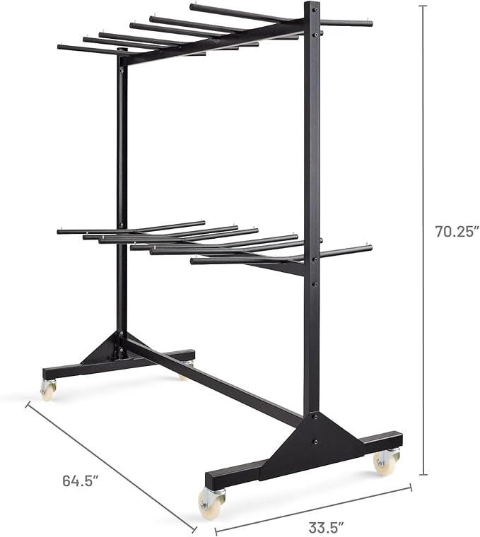 Safco 2 Tier Folding Chair Cart, Heavy Duty Powder Coated Storage Cart, Holds 84 Chairs, Commercial-Grade Steel, Black