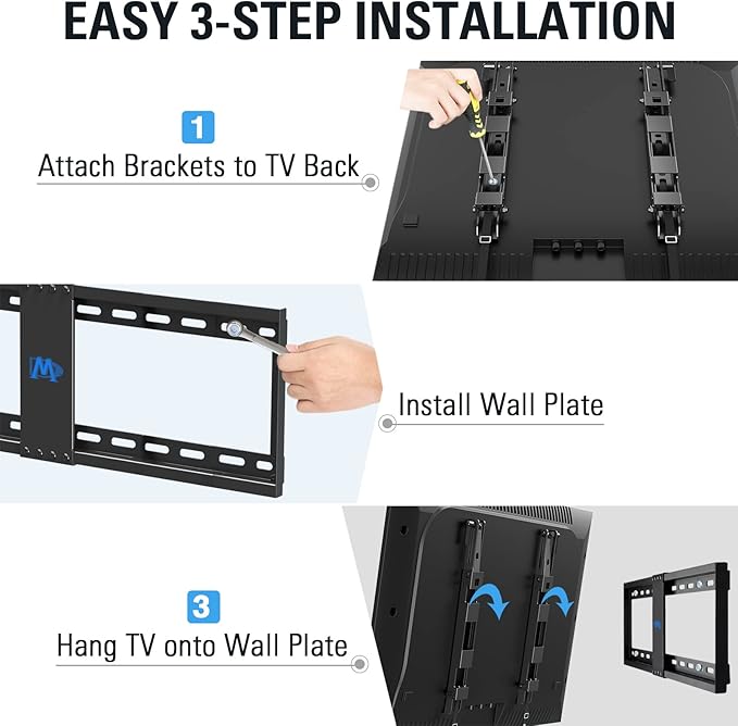 Mounting Dream Tilt TV Wall Mount TV Bracket for Most of 42-70 Inches TVs, TV Mount Tilt up to 20 Degrees with VESA 200x100 to 600x400mm and Loading 132 lbs, Fits 16", 18", 24" Studs MD2165-LK
