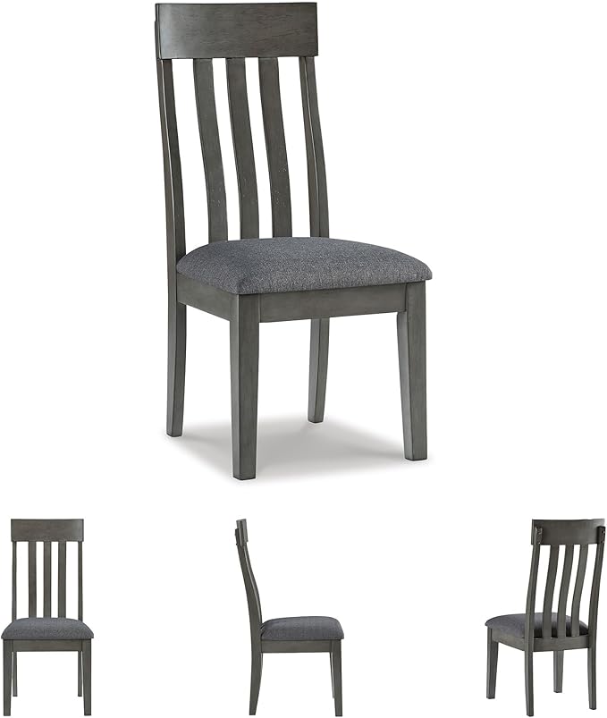 Signature Design by Ashley Hallanden Modern Slat Back 18.63" Dining Room Chair, Set of 2, Gray