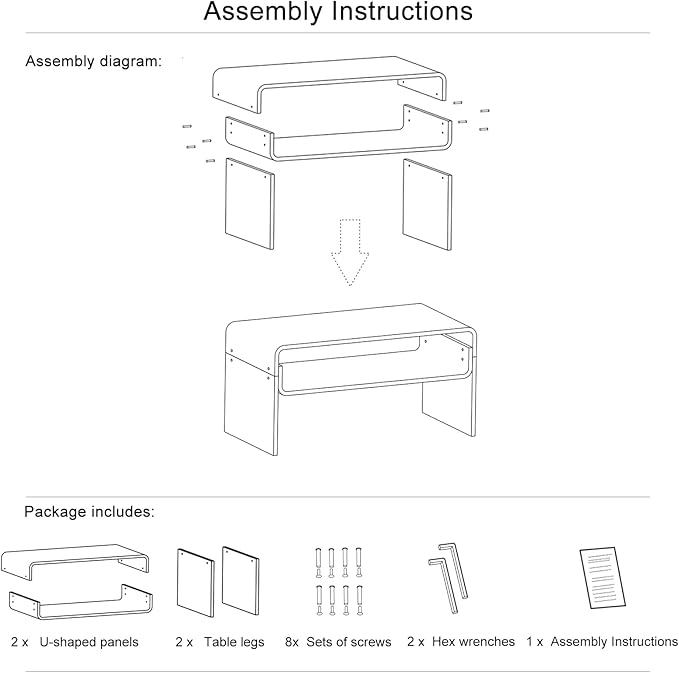 Acrylic Coffee Table, Black Rectangle Modern Side Table Furniture, Tea Table with Open Storage, Suitable for Living Room, Office Reception and Bedroom