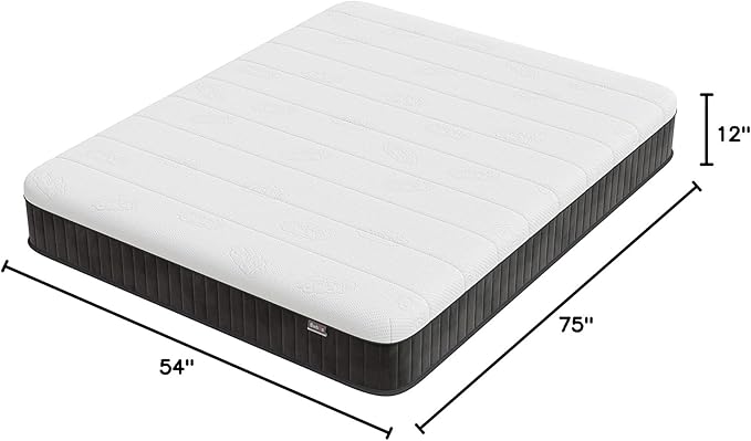 Firm Double Mattress, 12 Inch Memory Foam Full Size Mattress, Full Bed Mattress in a Box,Pressure Relief & Firm Mattress Double Size