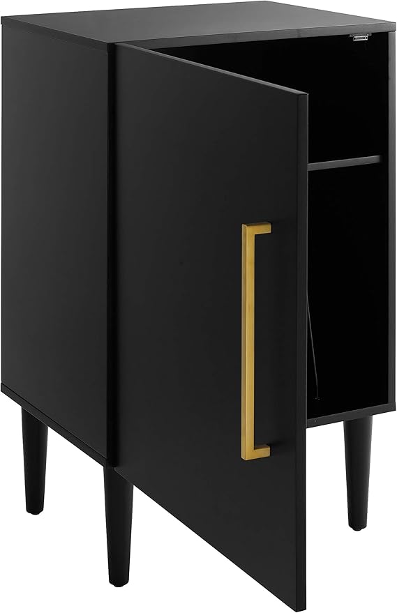 Crosley Furniture Everett Record Player Stand with Storage for Vinyl Records, Matte Black