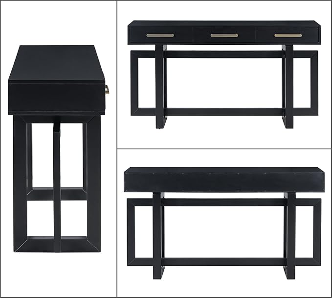 Merax 57” Entryway Console Sofa Table with Storage Drawers, Long Narrow Behind Couch Furniture for Living Room, Entrance, Hallway, Front Door, Black