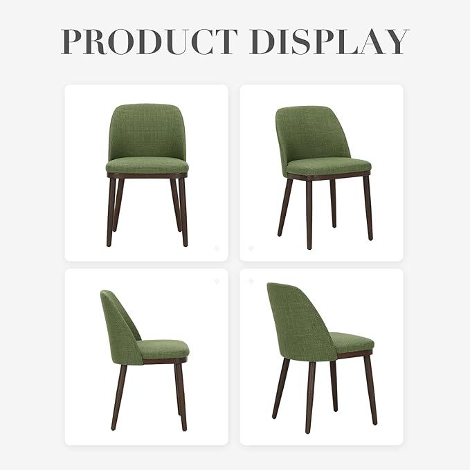 COLAMY Upholstered Dining Chairs Set of 4, Modern Kitchen Chairs with Back, Leather Side Dining Room Chairs with Wood Legs for Kitchen Dining Room Restaurant,Green