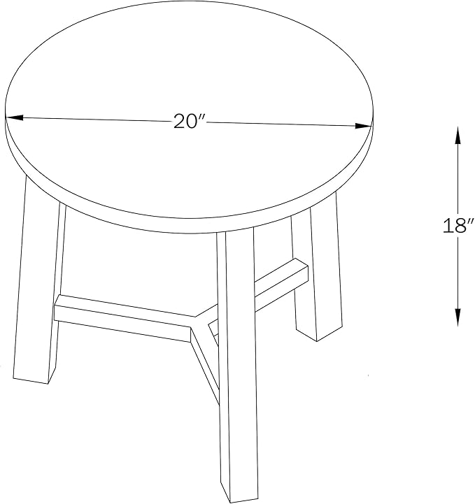 Alaterre Furniture Side Table - Newbury Collection 20-Inch Round End Table or Nightstand - Solid Wood Farmhouse Accent Furniture (Pecan Finish)