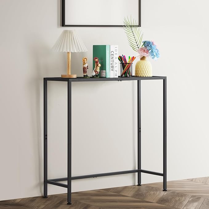 Console Table for Entryway, Black Narrow Console Hallway Table Living Room Furniture, Thin Side Table Back of Sofa, Entrance Table for Entryway Foyer Bedroom