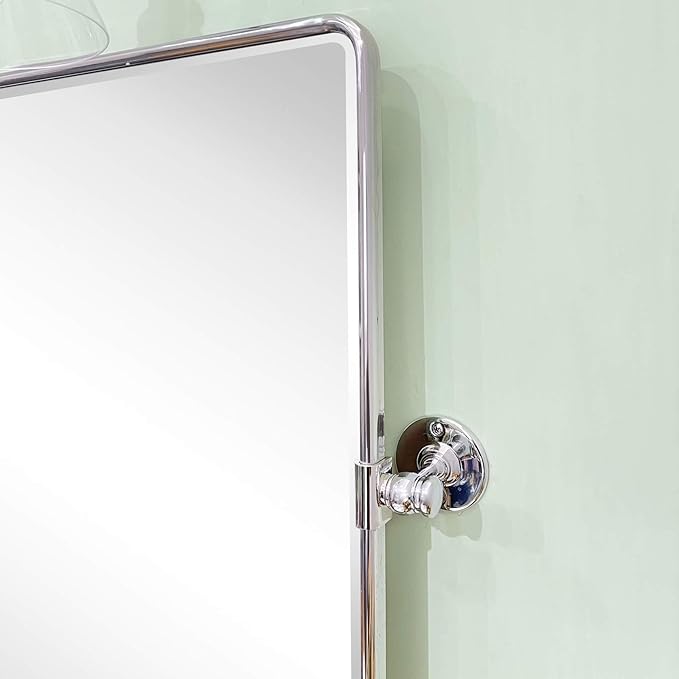 TEHOME 40x30'' Chrome Pivot Mirror Horizontal 30x40'' Metal Framed Rectangle Tilting Beveled Vanity Mirrors for Wall