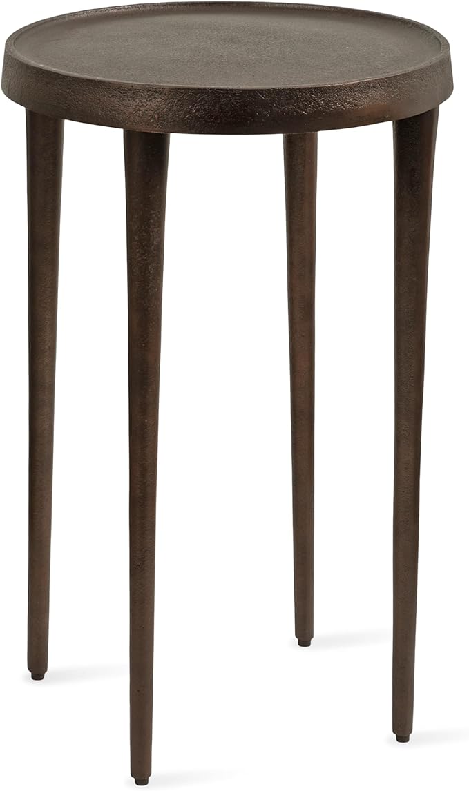 Kate and Laurel Rava Modern Metal Round Side Table, 14 x 14 x 22, Bronze, Cast Aluminum Accent Table for Use as Indoor Plant Stand or Living Room Decor Piece