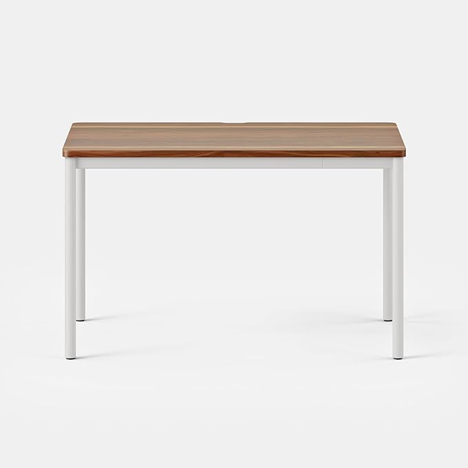 Branch Daily Desk - Functional at Home Office Desk with Effortless Assembly, Timeless Design, Rounded Corners, and Built-in Cable Notch - 36” W x 28.5” H x 24” D - Walnut White Work Table