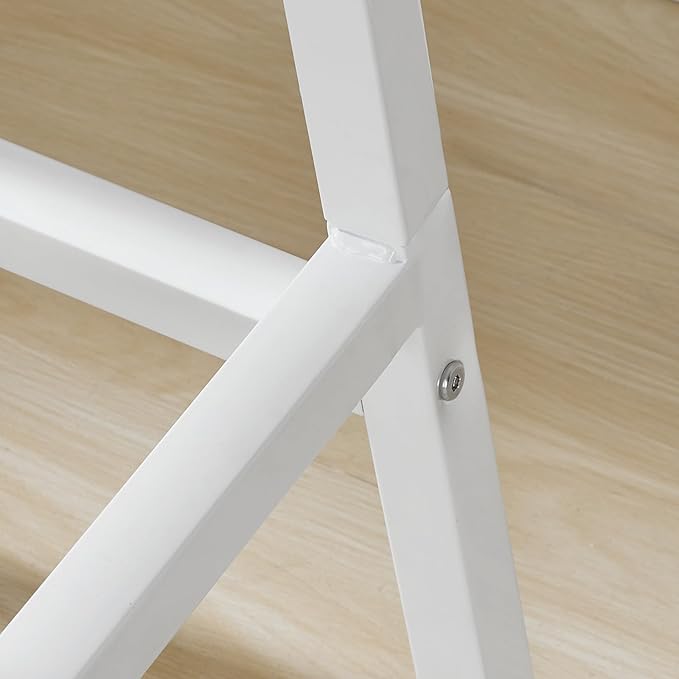 HOOBRO Bar Stools, Set of 2 Bar Chairs, 23.6 Inch Saddle Stools, Kitchen Counter Seat with Footrests, Industrial Barstools for Dining Room, Kitchen, Counter, Bar, White WW02MD01