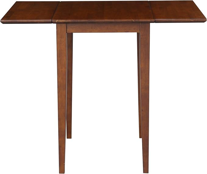 IC International Concepts, Small Drop Leaf Dining Table with Dual 9" Drop Leaf, Solid Real Wood, Sturdy Parawood, Dimensions 36"W x 22"D x 29"H, Espresso