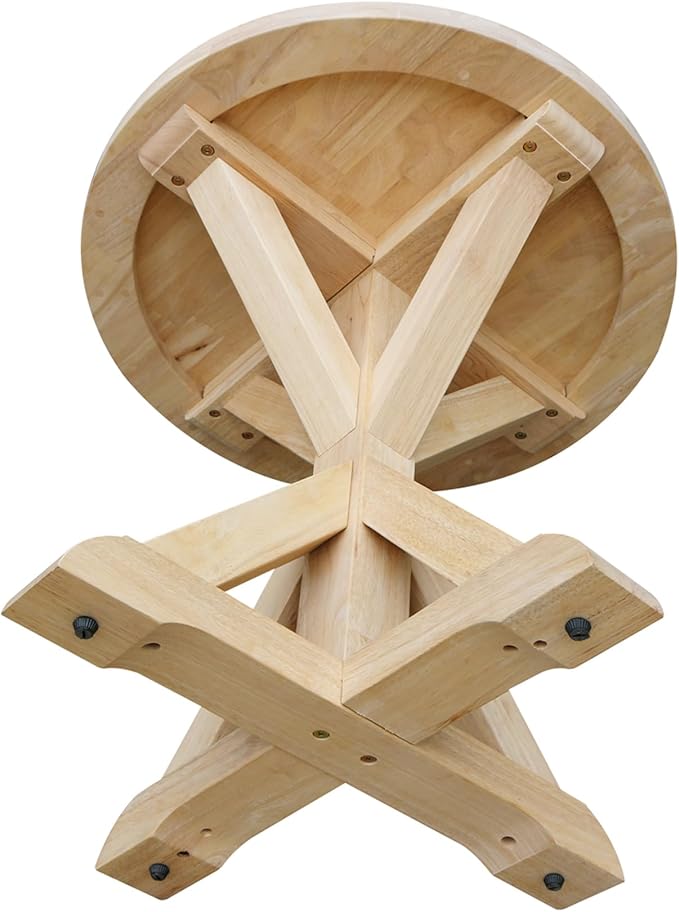 IC International Concepts, Sierra Round End Table, Solid Wood, Real Parawood, 26" W x 26" D x 26" H, Easy Assembly, DIY, Paint or Stain Your Way, Unfinished